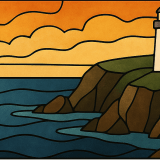 Beacon of the Western Cliffs - Stainless steel water bottle with a straw lid