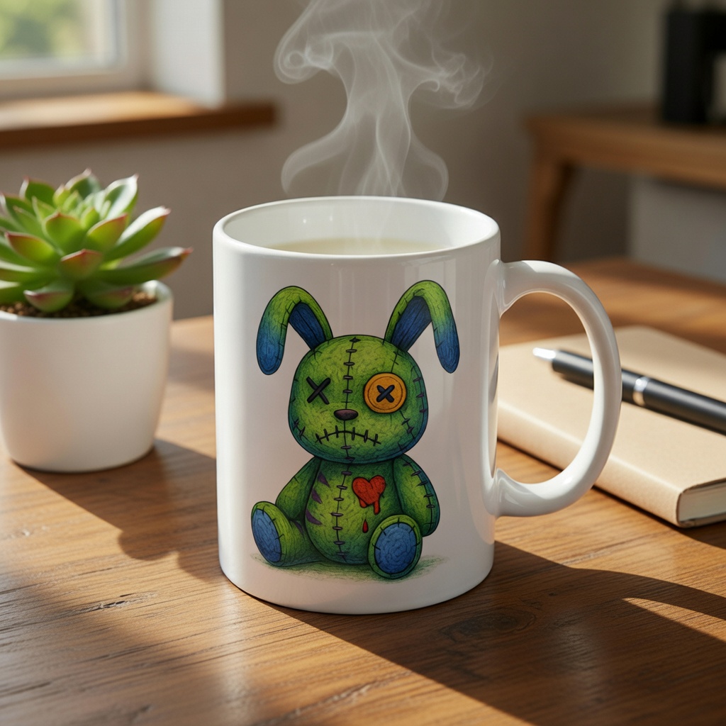 Broken Bunny Blues - White glossy mug