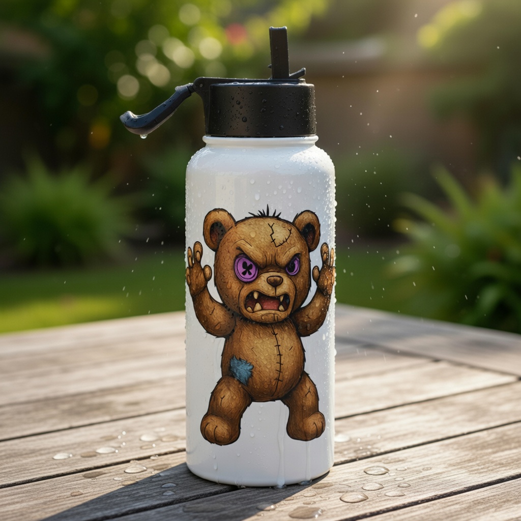 Rex Grindle - Stainless steel water bottle with a straw lid