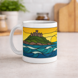 Golden Tide at St Michael’s Mount - White Mug with Colour Inlay and Handle