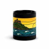 Golden Tide at St Michael’s Mount – Black Glossy Mug black 11oz front — Cornwall Coast