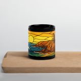 Clifftop Glow at Day’s End -Black Glossy Mug