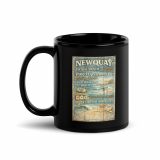 Newquay Surf Signboard – Black Glossy Mug black 11oz handle on left — Salt & Timber: Cornish Signs