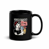 Clean Kitchen Dirty Mind – Black Glossy Mug black 11oz handle on right — Sweet Looks, Savage Mouths