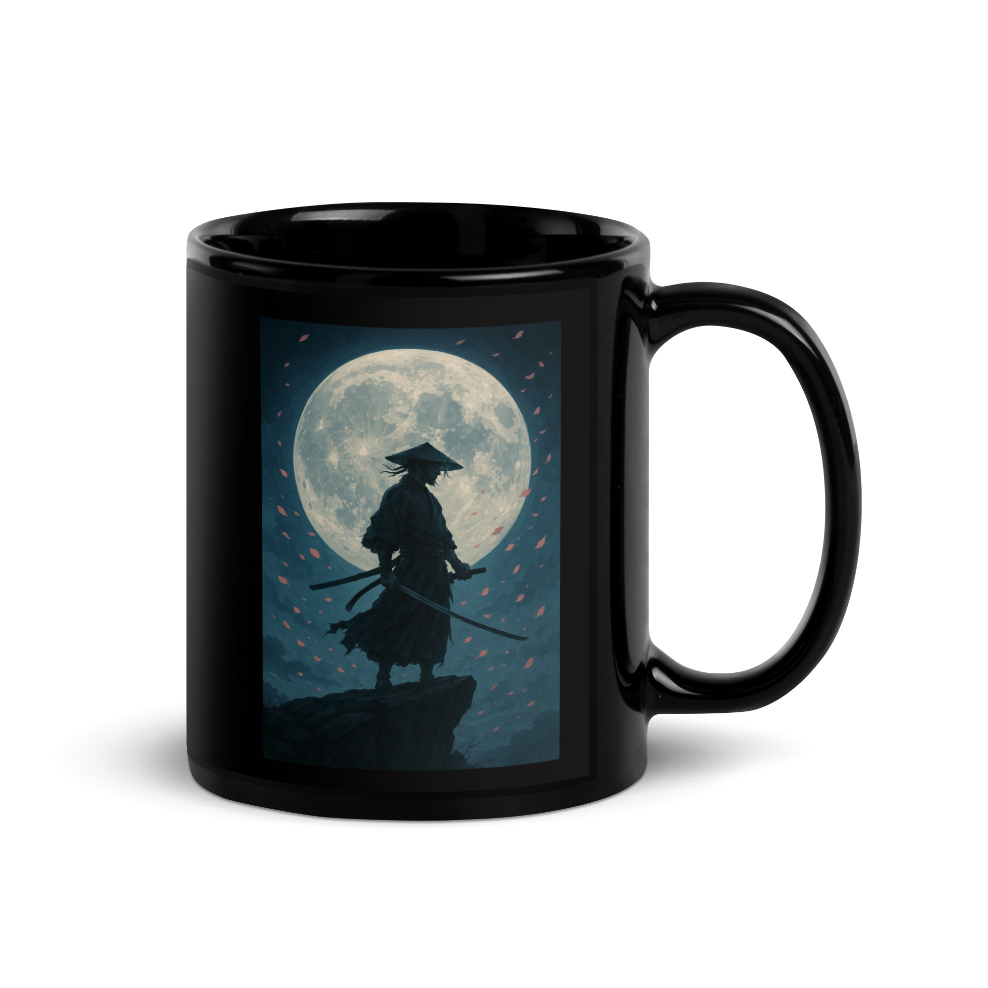 Moonlit Ronin - Black Glossy Mug
