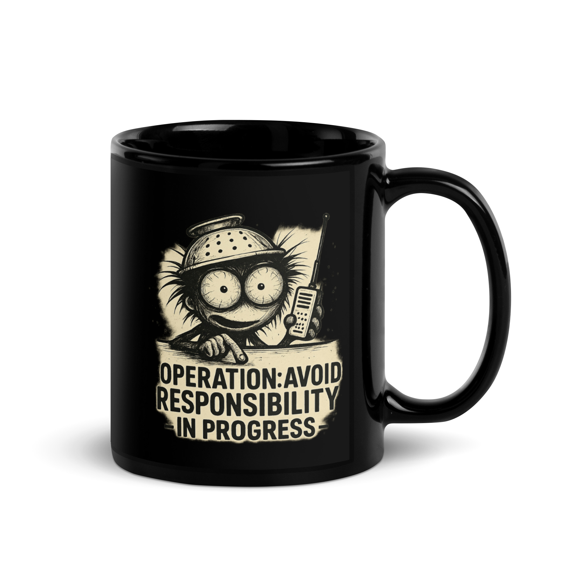 Operation Avoid Responsibility - Black Glossy Mug