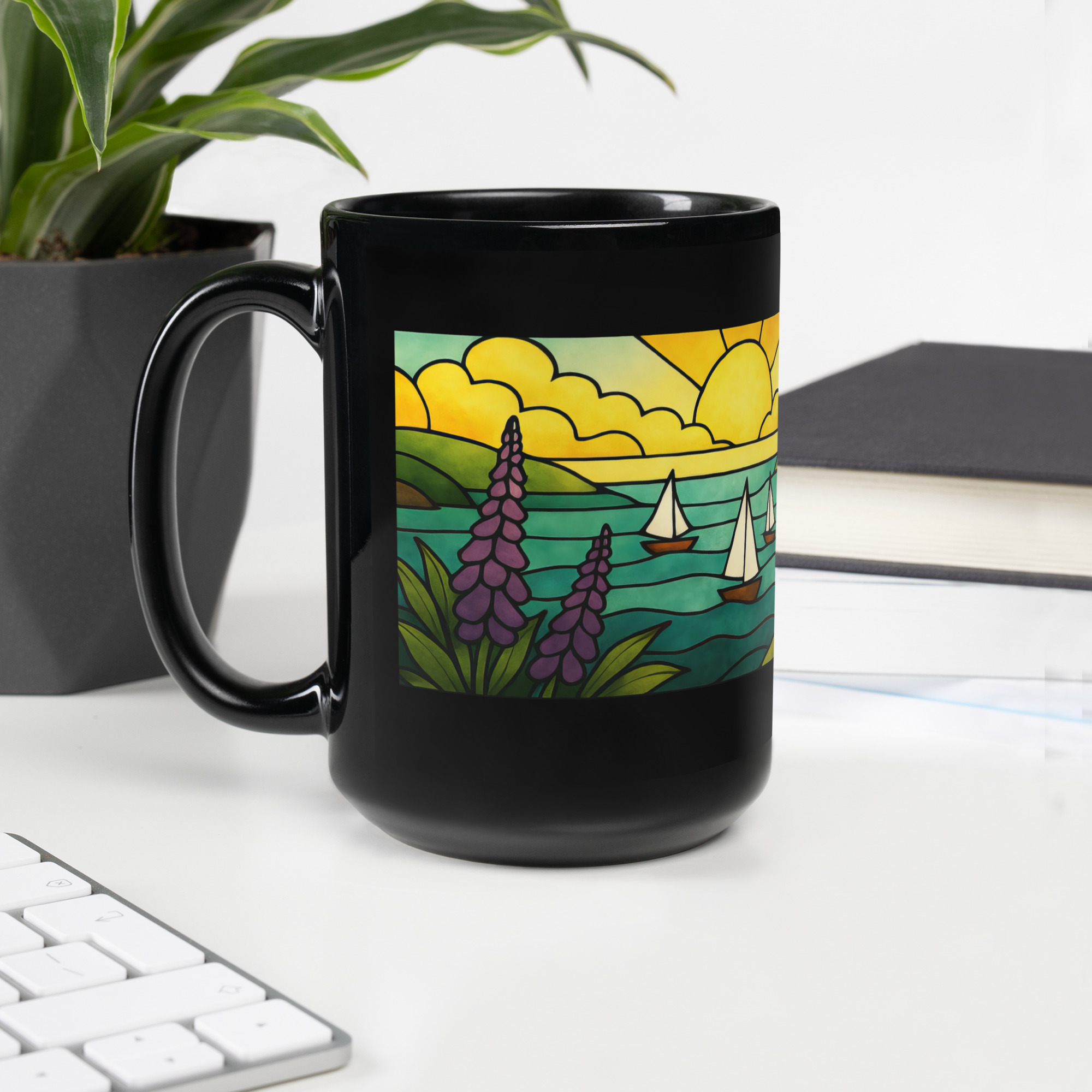 Harbour Light at Golden Bay - Black Glossy Mug