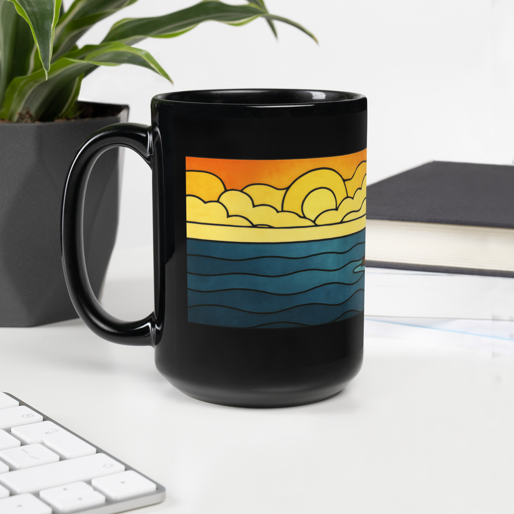 Beacon of the Western Cliffs - Black Glossy Mug