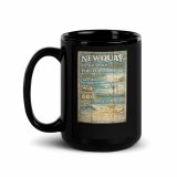 Newquay Surf Signboard – Black Glossy Mug black 15oz handle on left — Salt & Timber: Cornish Signs