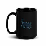 Glitch Cat – Digital Shadow StalkerBlack Glossy Mug