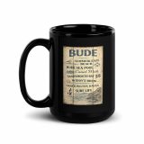 Bude Coastal Signboard - Black Glossy Mug