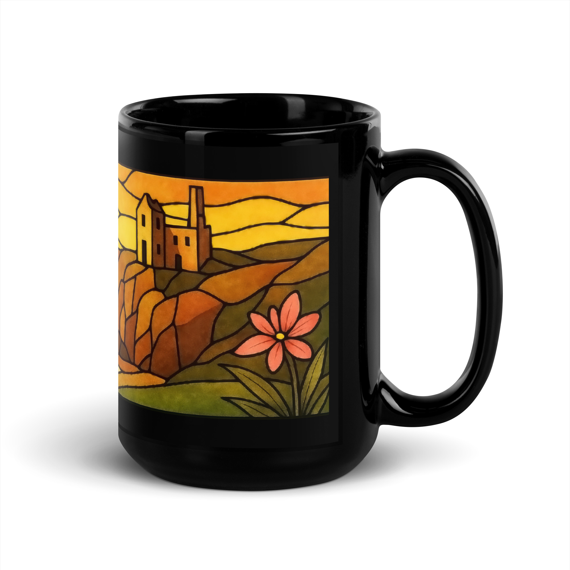 Engine House at Sundown - Black Glossy Mug