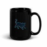 Glitch Cat – Digital Shadow StalkerBlack Glossy Mug