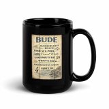 Bude Coastal Signboard - Black Glossy Mug