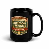 Common Sense – Black Glossy Mug black 15oz handle on right — The Brutally Honest Collection