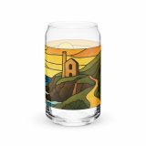 Engine House at Sundown - Can-shaped glass