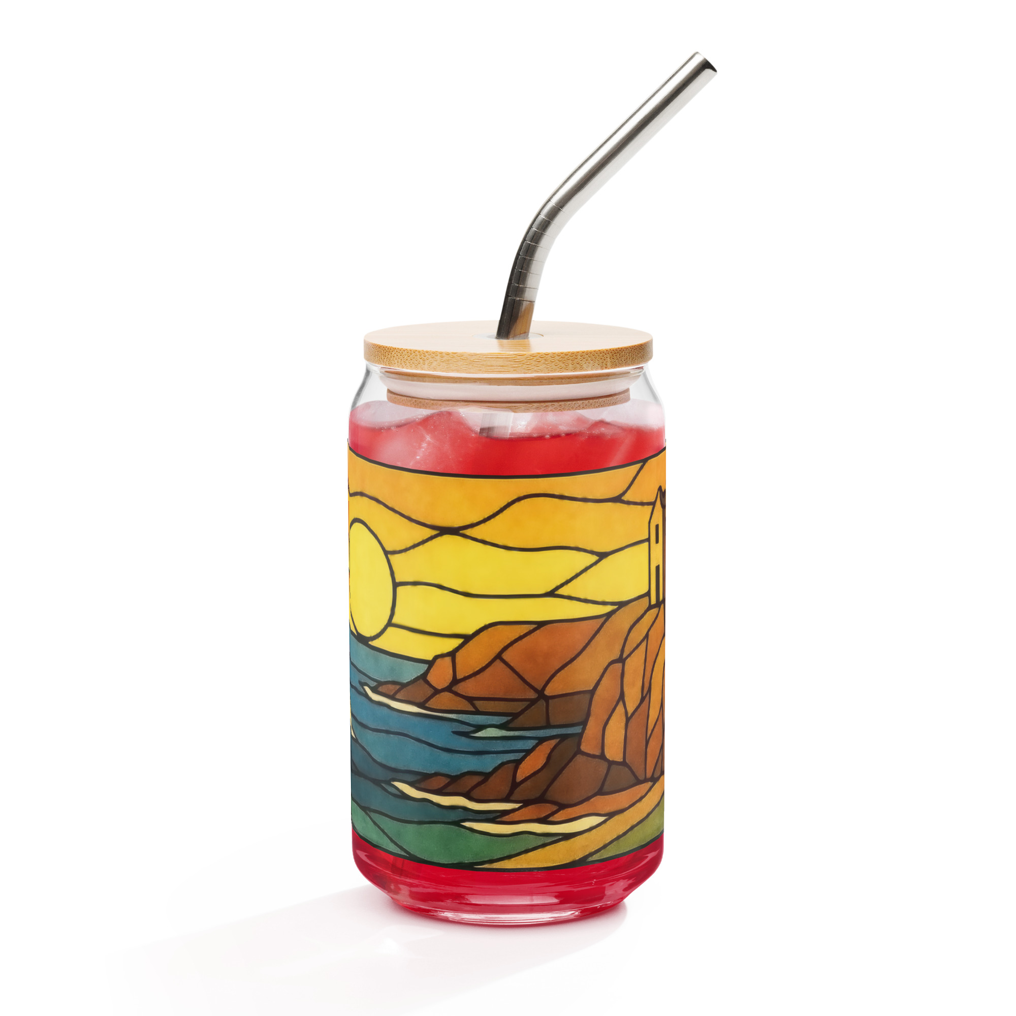 Clifftop Glow at Day’s End - Can-shaped glass