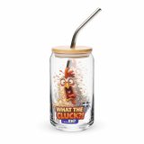 WHAT THE CLUCK EH - COCKREL - Can-shaped glass