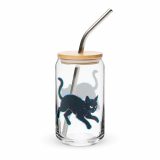 Glitch Cat – Digital Shadow StalkerCan-shaped glass