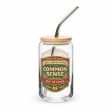 Common Sense – Can-Shaped Glass 16oz 16oz with lid straw left — The Brutally Honest Collection