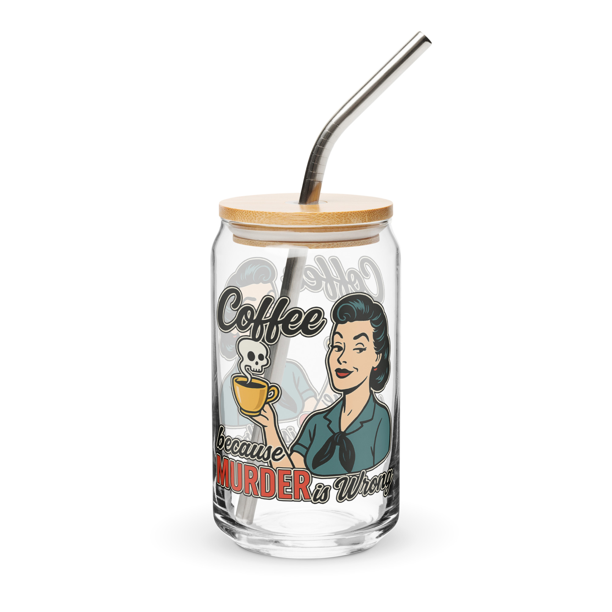 Coffee Because Murder Is Wrong - Can-shaped glass
