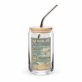 Newquay Surf Signboard – Can-Shaped Glass 16oz 16oz with lid straw right — Salt & Timber: Cornish Signs