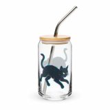 Glitch Cat – Digital Shadow StalkerCan-shaped glass