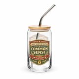 Common Sense – Can-Shaped Glass 16oz 16oz with lid straw right — The Brutally Honest Collection