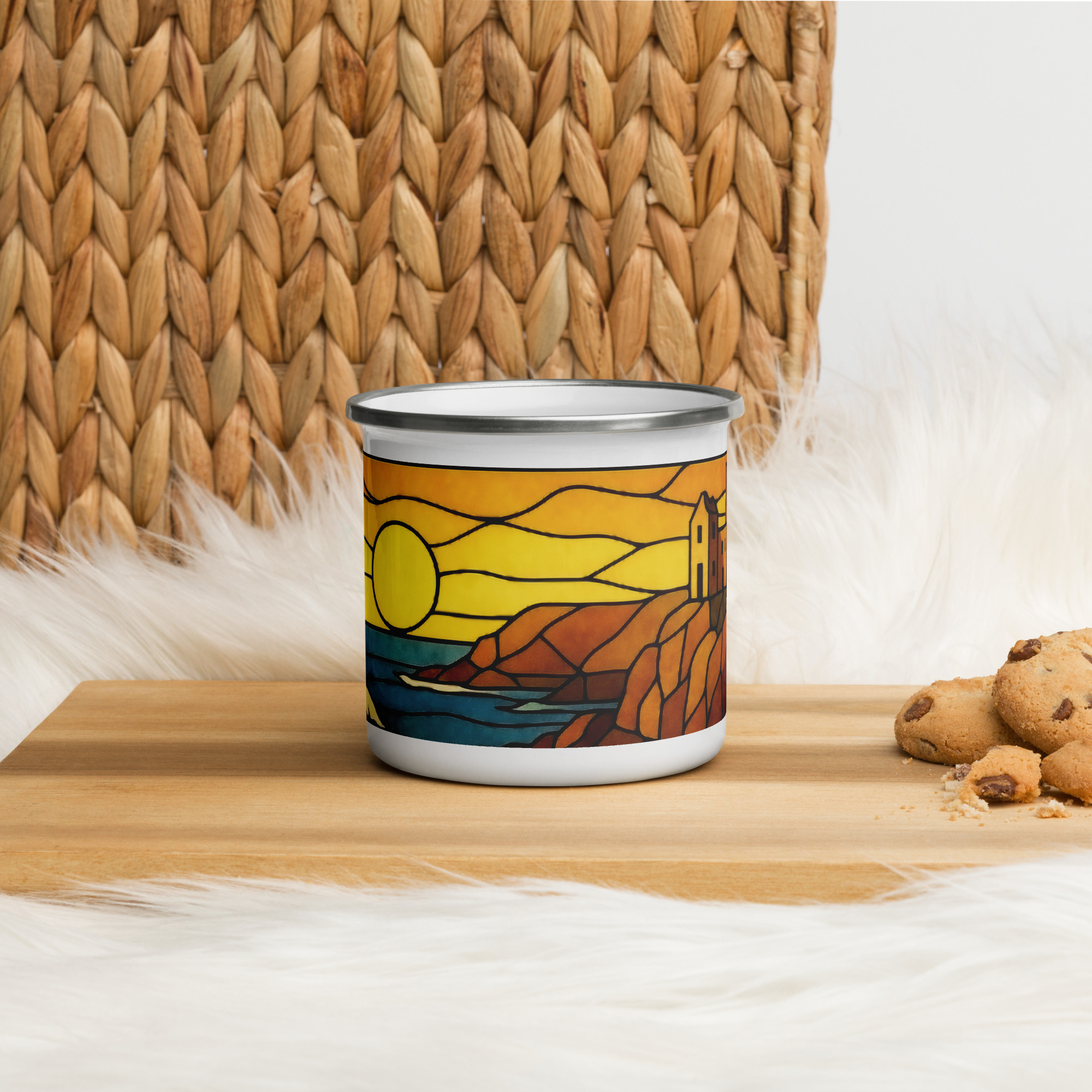 Clifftop Glow at Day’s End - Enamel Mug