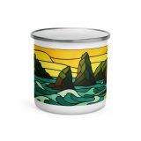 Tides of the Mount – Enamel Mug white 12oz front — Cornwall Coast