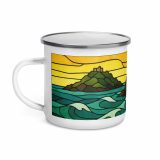 Tides of the Mount – Enamel Mug white 12oz left — Cornwall Coast