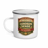 Common Sense – Enamel Mug white 12oz left