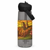 Engine House at Sundown – Flip Straw Water Bottle charcoal back — Cornwall Coast