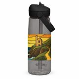 Engine House at Sundown – Flip Straw Water Bottle charcoal back — Cornwall Coast