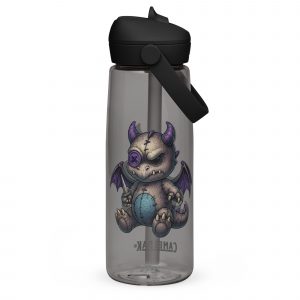 Ashfanf – Flip Straw Water Bottle charcoal back — Cursed Plush Co