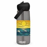 Engine House at Sundown – Flip Straw Water Bottle charcoal front — Cornwall Coast