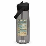 Newquay Surf Signboard – Flip Straw Water Bottle charcoal front — Salt & Timber: Cornish Signs