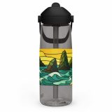 Tides of the Mount – Flip Straw Water Bottle charcoal left — Cornwall Coast