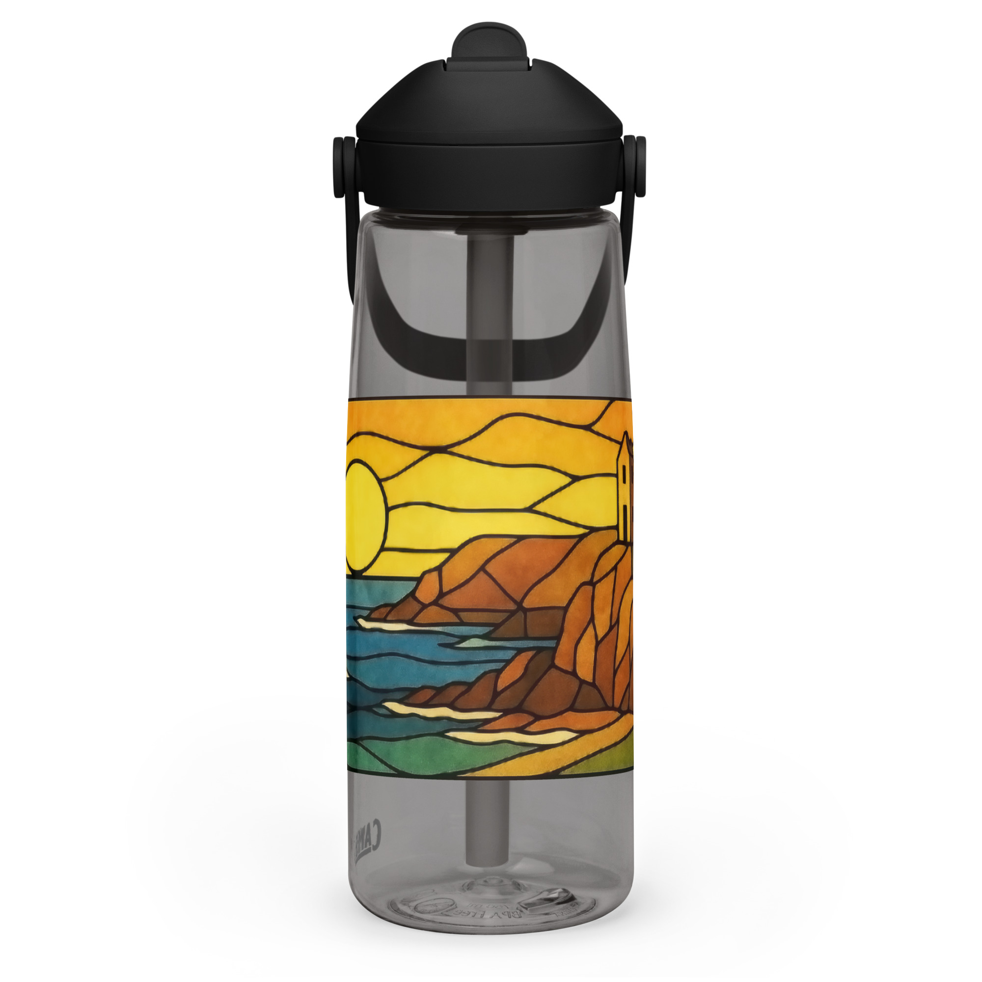 Engine House at Sundown - Flip straw water bottle