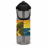 Engine House at Sundown – Flip Straw Water Bottle charcoal right — Cornwall Coast