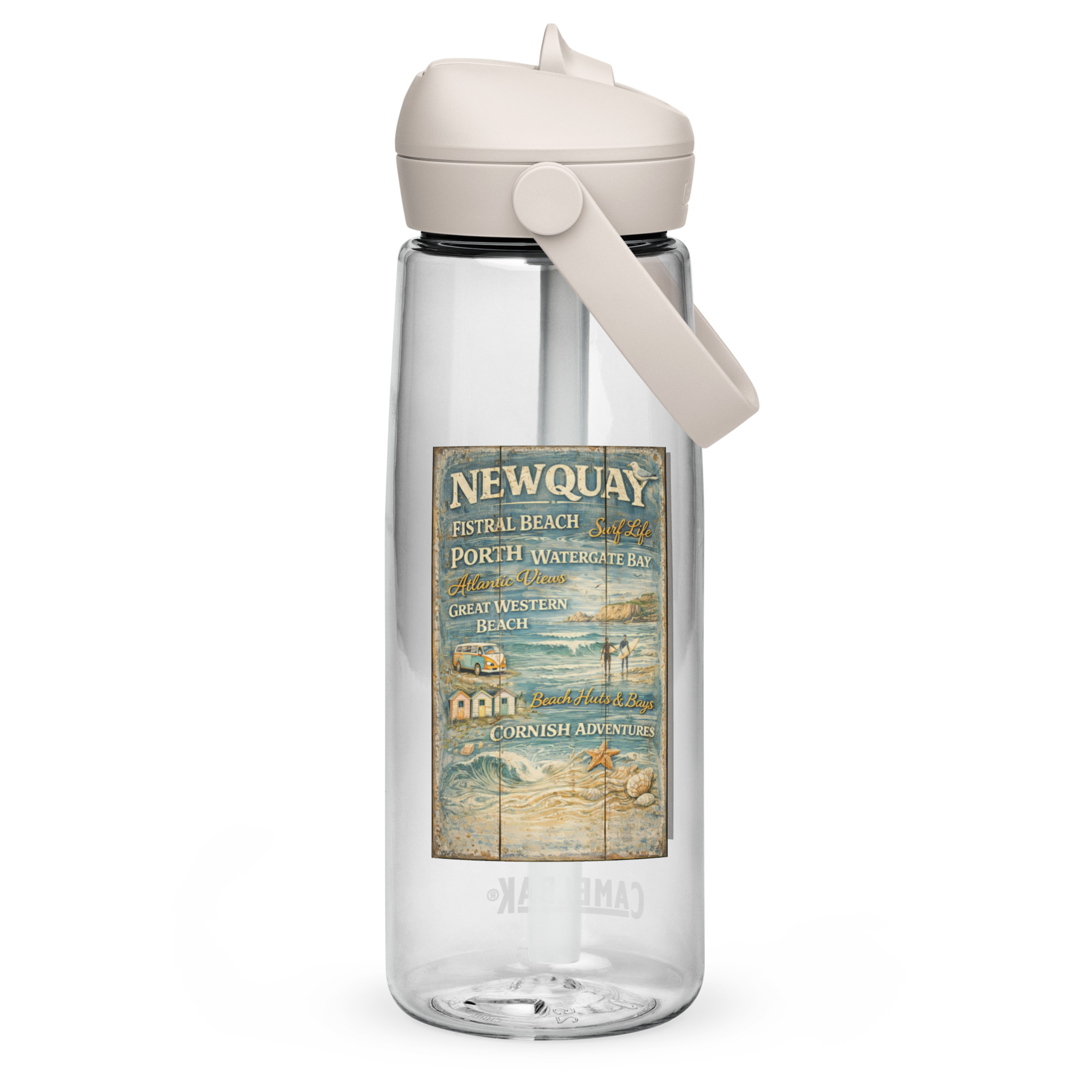 Newquay Surf Signboard - Flip straw water bottle