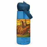 Engine House at Sundown – Flip Straw Water Bottle oxford blue back — Cornwall Coast