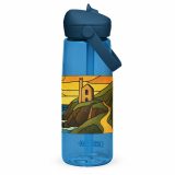 Engine House at Sundown – Flip Straw Water Bottle oxford blue back — Cornwall Coast
