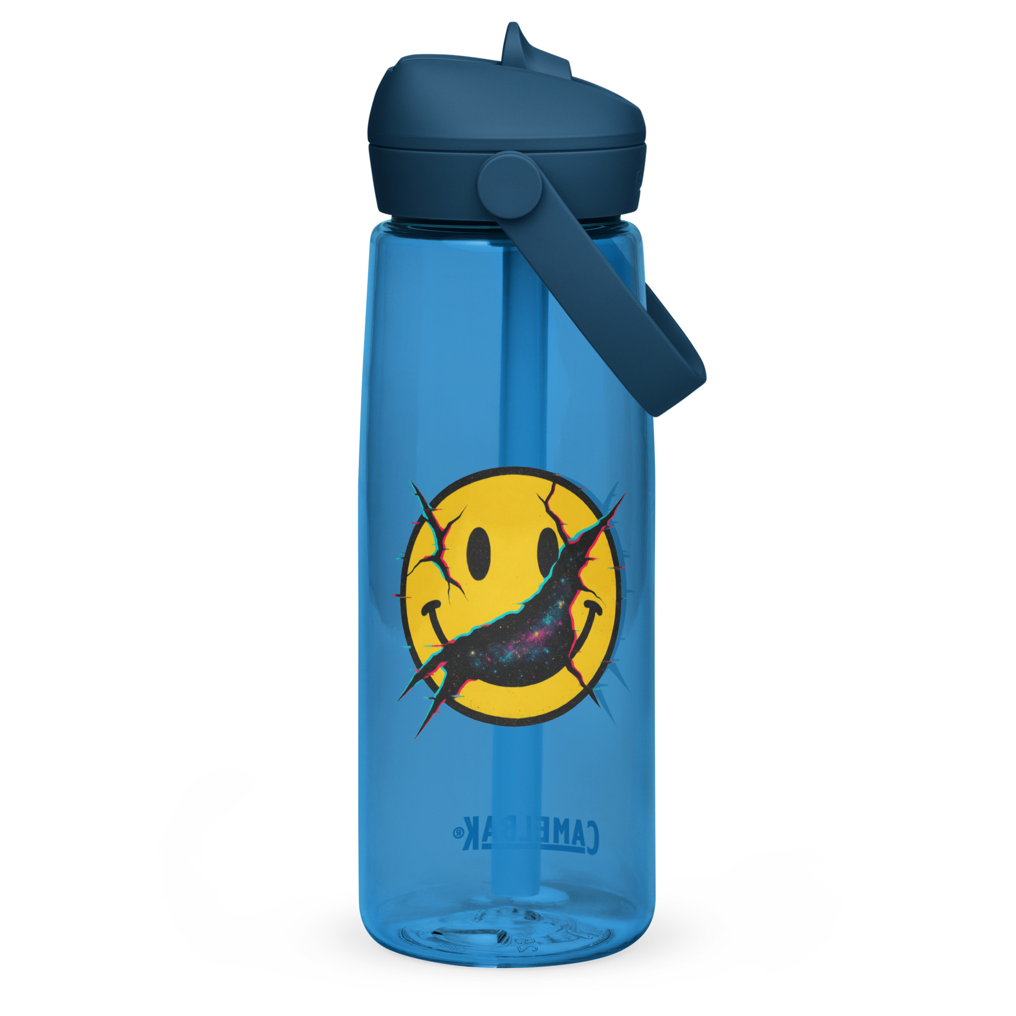 Broken Smile – Glitch Reality Split DesignFlip straw water bottle