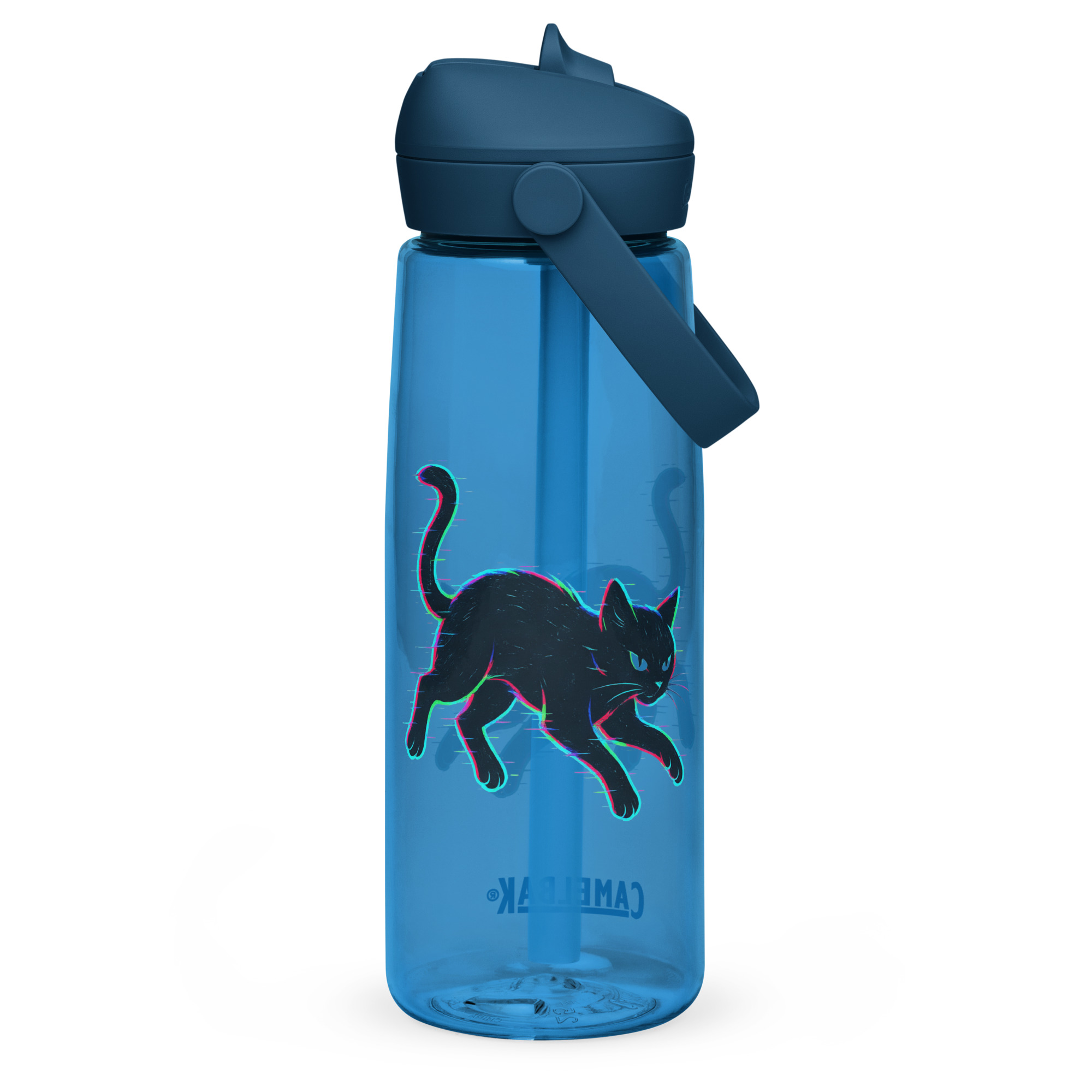 Glitch Cat – Digital Shadow StalkerFlip straw water bottle