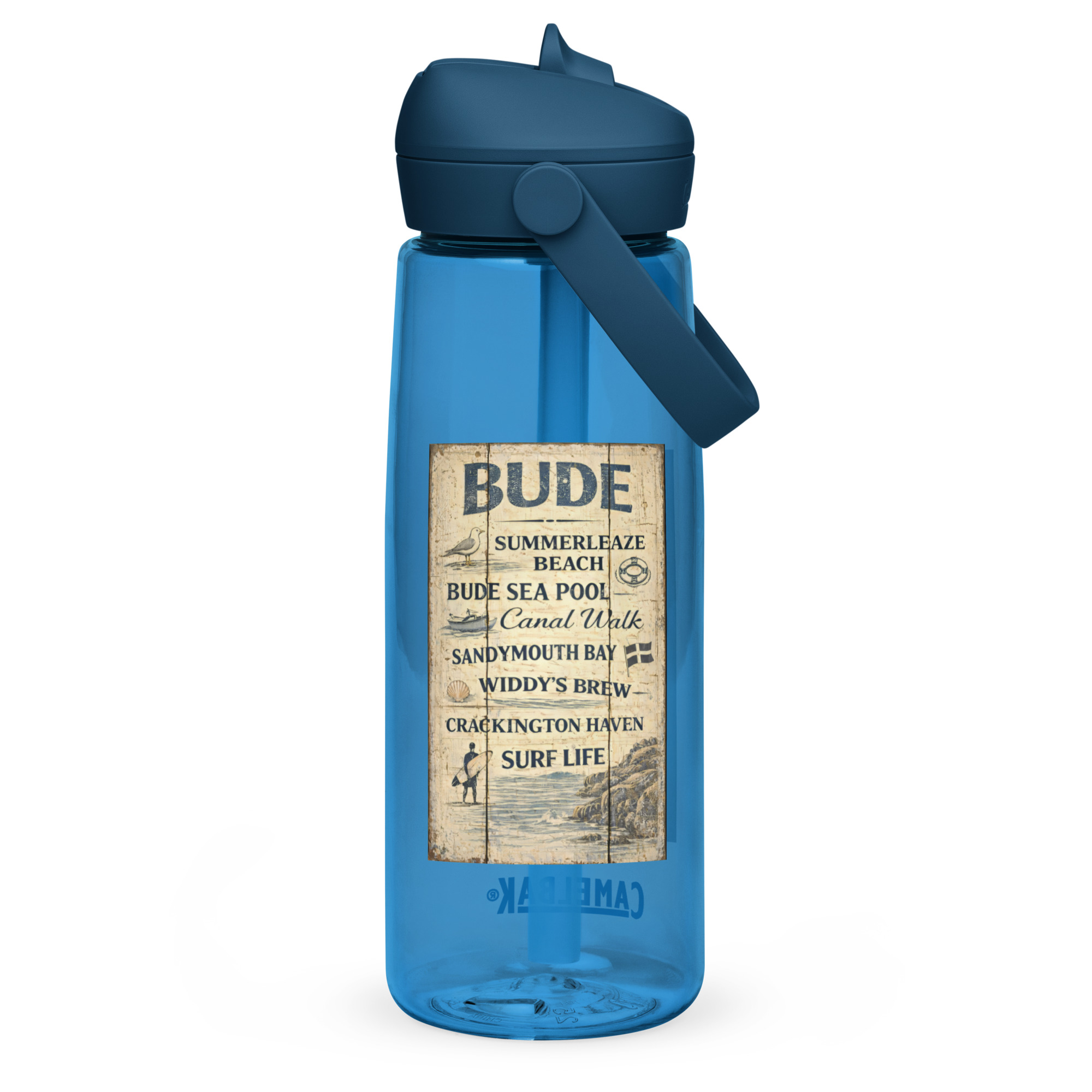 Bude Coastal Signboard - Flip straw water bottle
