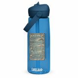Penzance Coastal Signboard – Flip Straw Water Bottle oxford blue front — Salt & Timber: Cornish Signs