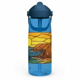 Engine House at Sundown – Flip Straw Water Bottle oxford blue left — Cornwall Coast