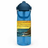 Engine House at Sundown – Flip Straw Water Bottle oxford blue left — Cornwall Coast