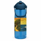 Engine House at Sundown – Flip Straw Water Bottle oxford blue right — Cornwall Coast
